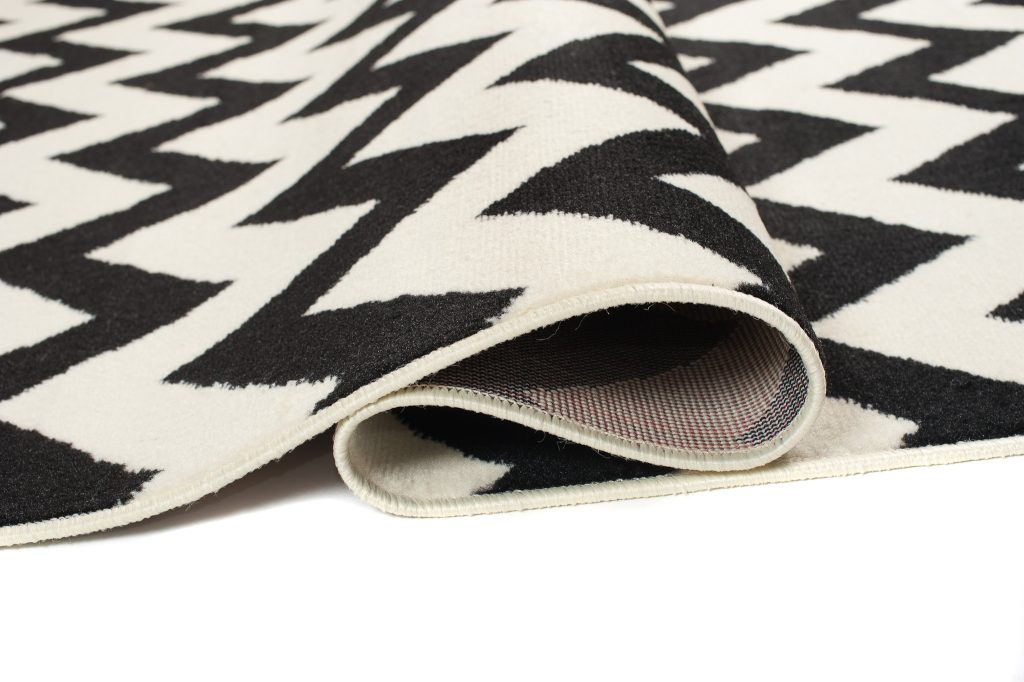 Area Rug Dream Geometric ZigZag Black White