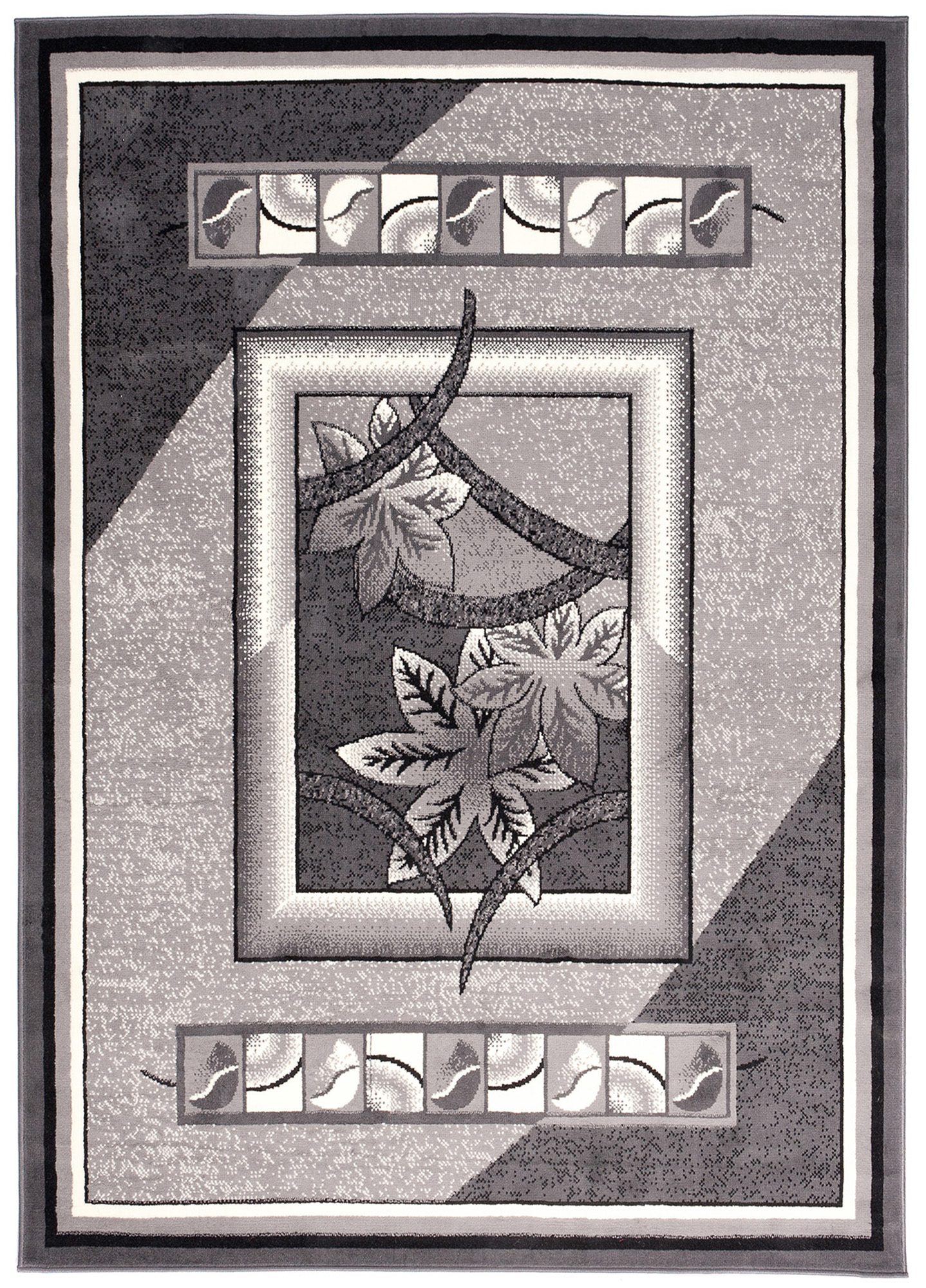 Area Rug Dream Grey Geometric Flowers Frame
