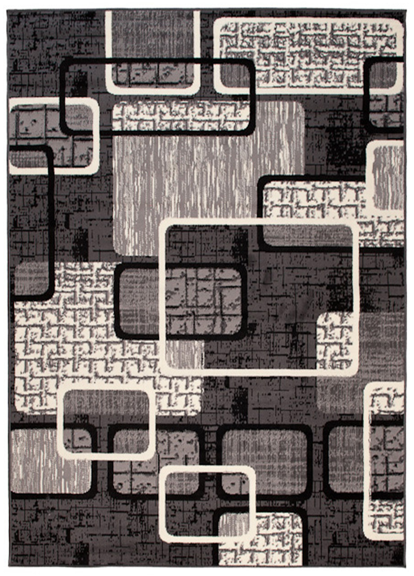 Area Rug Dream Grey Black Geometric Rectangles
