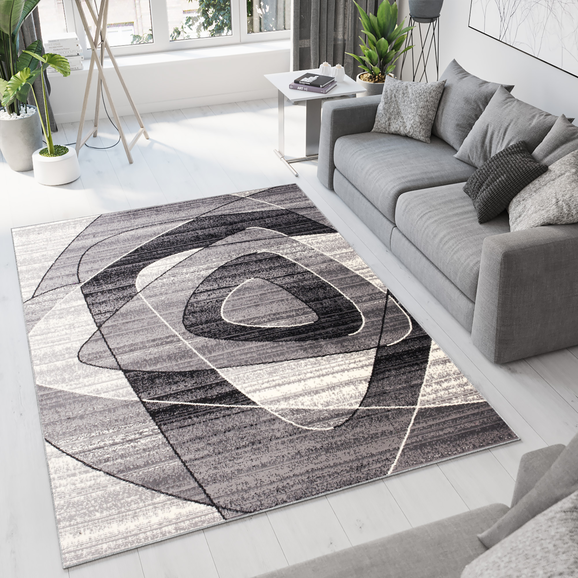 Area Rug Dream Geometric Grey Triangles
