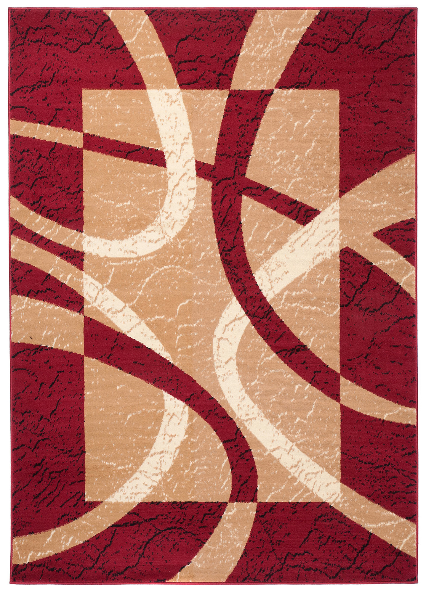 Area Rug Dream Red Cream Frame Lines