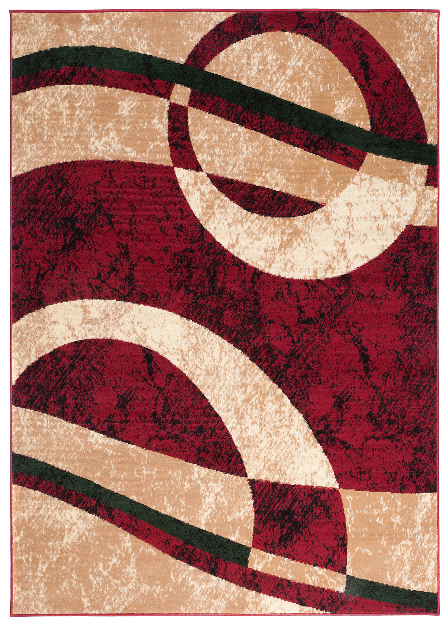 Area Rug Dream Red Cream Green Circles