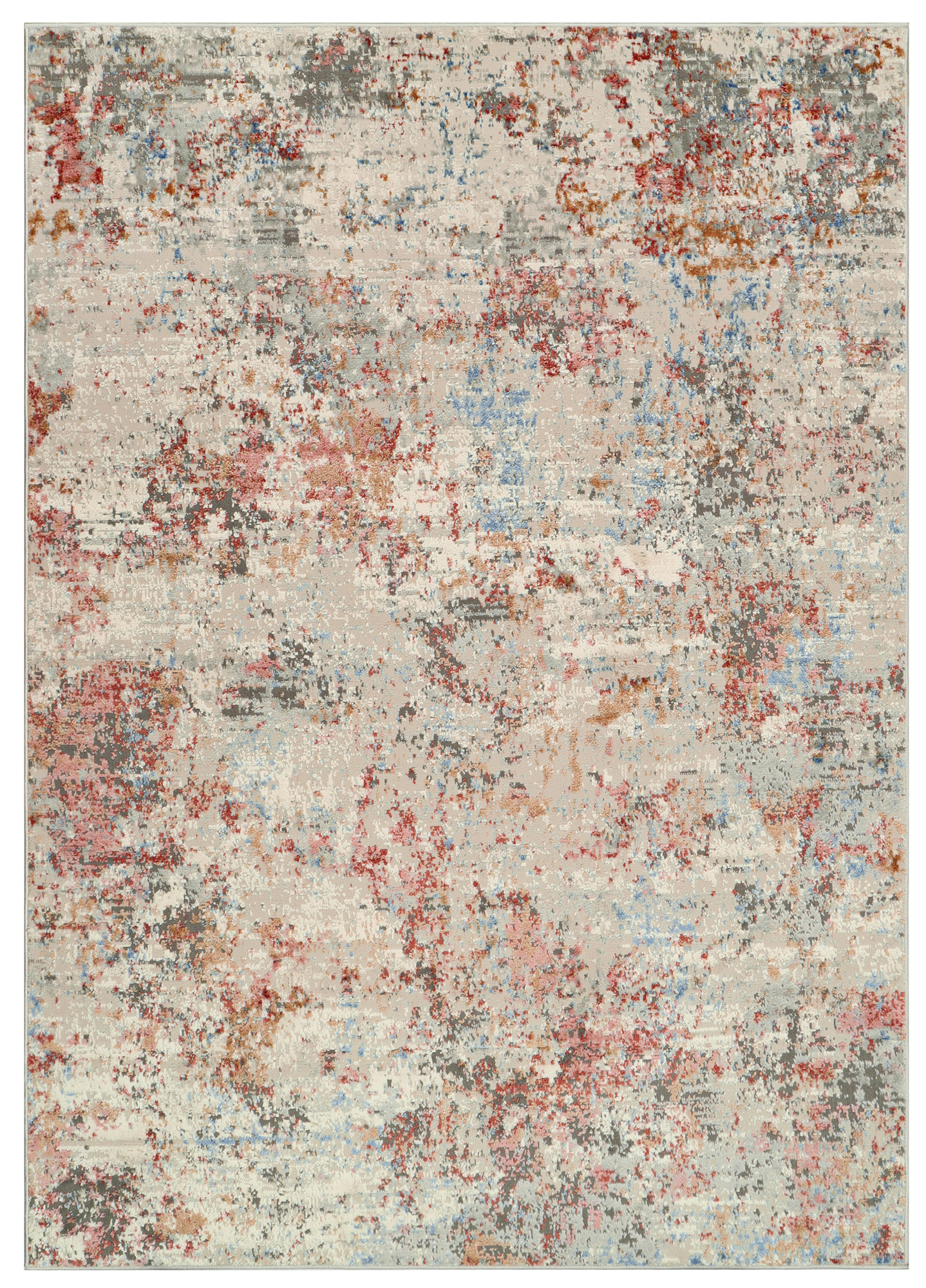 Area Rug Retro Grey Copper Blue Melange Abstract