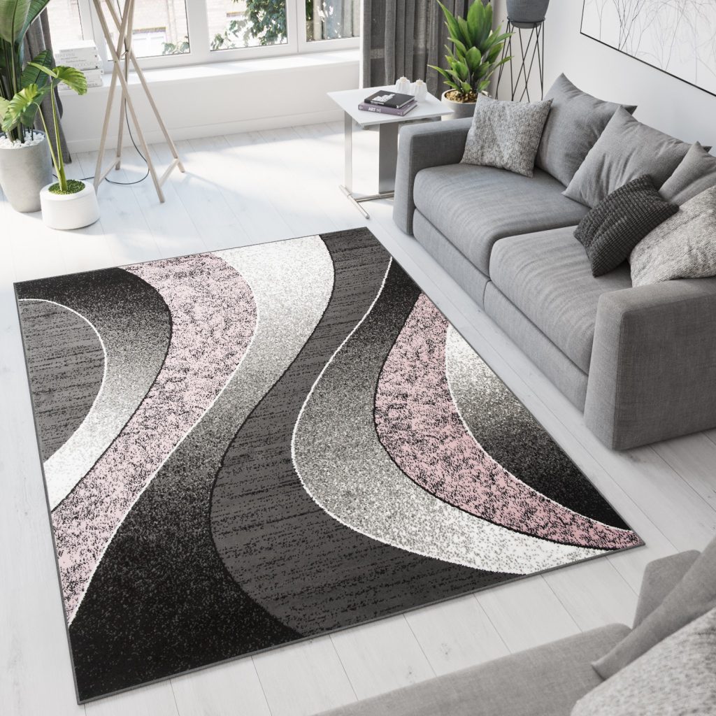Area Rug Dream Modern Grey Pink Waves