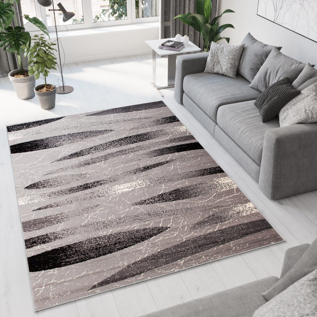 Area Rug Dream Modern Grey Black Lines