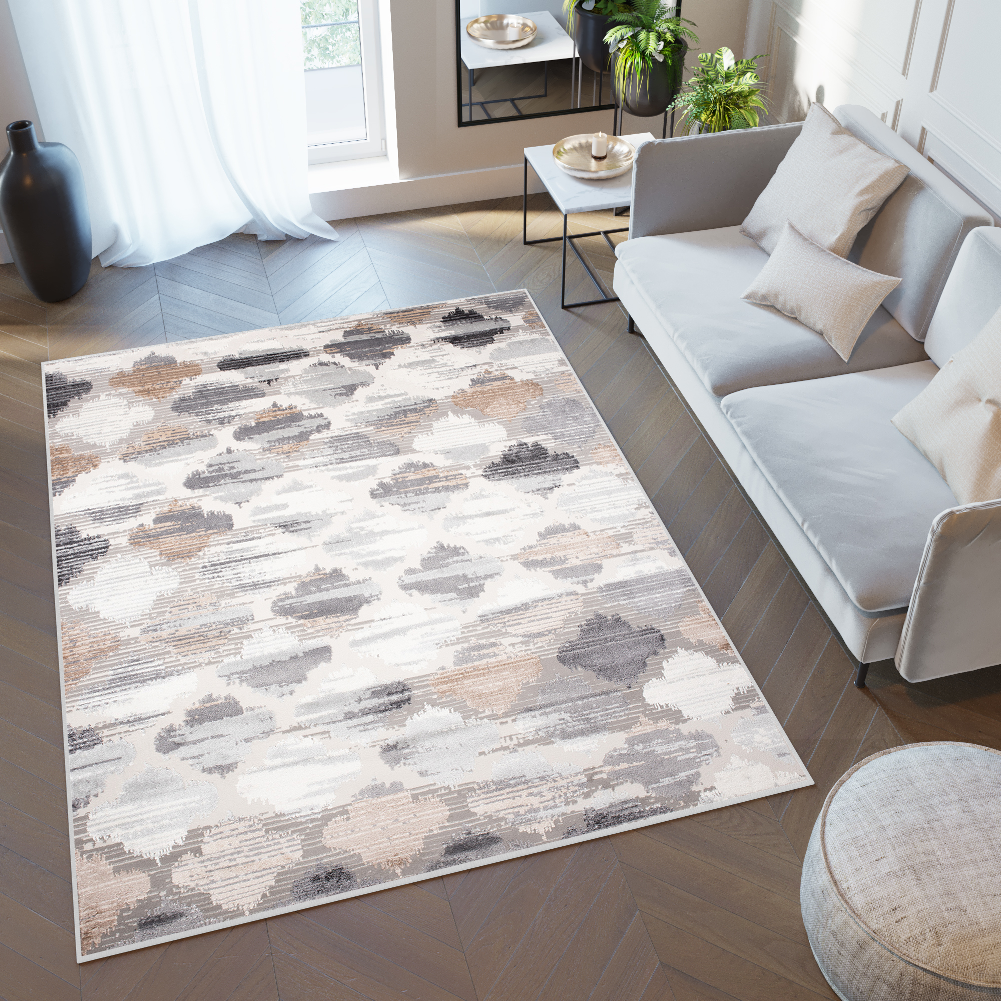Area Rug Valley White Grey Mink Vintage Moroccan