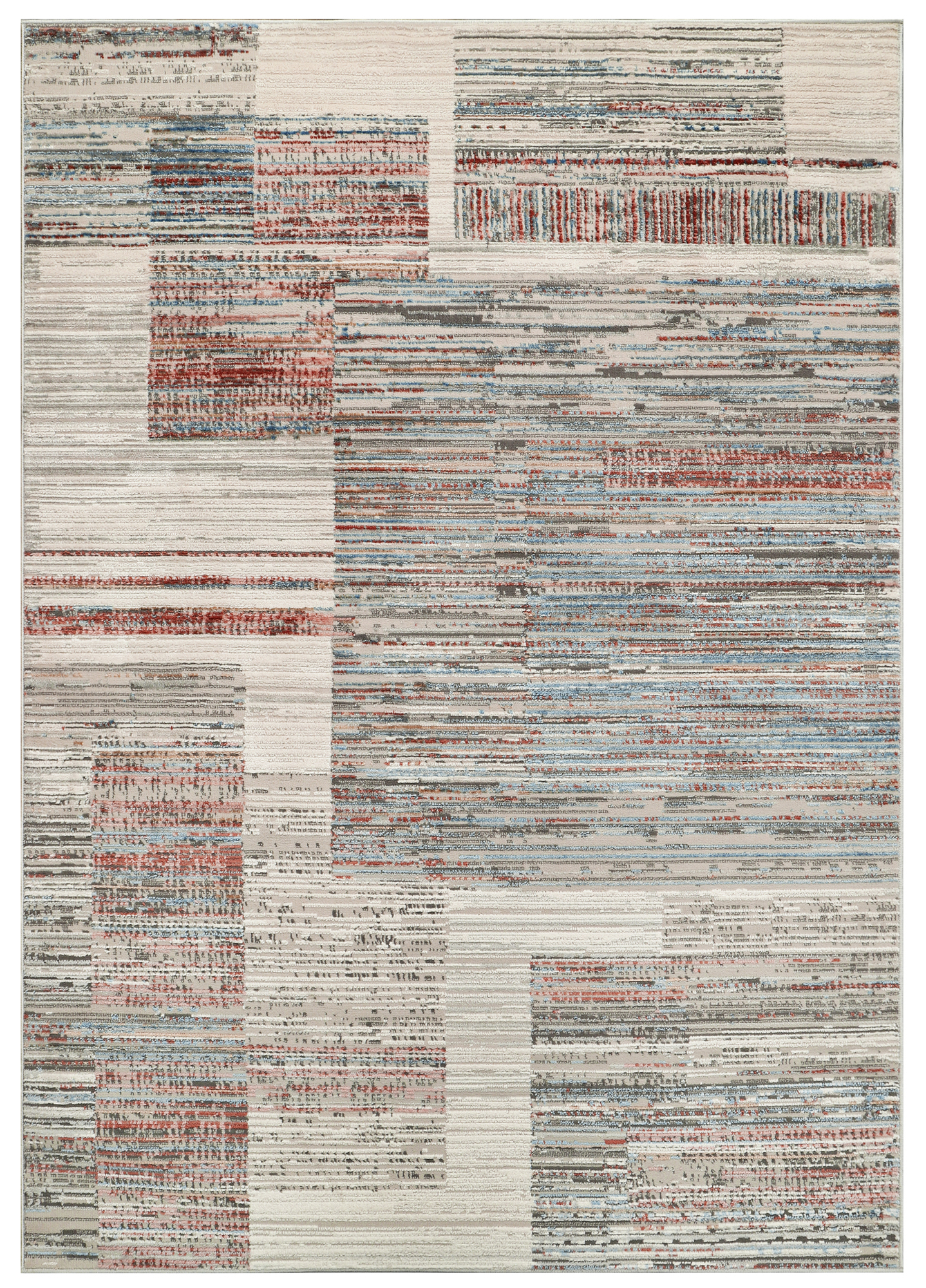 Area Rug Retro Grey Copper Blue Stripes Modern
