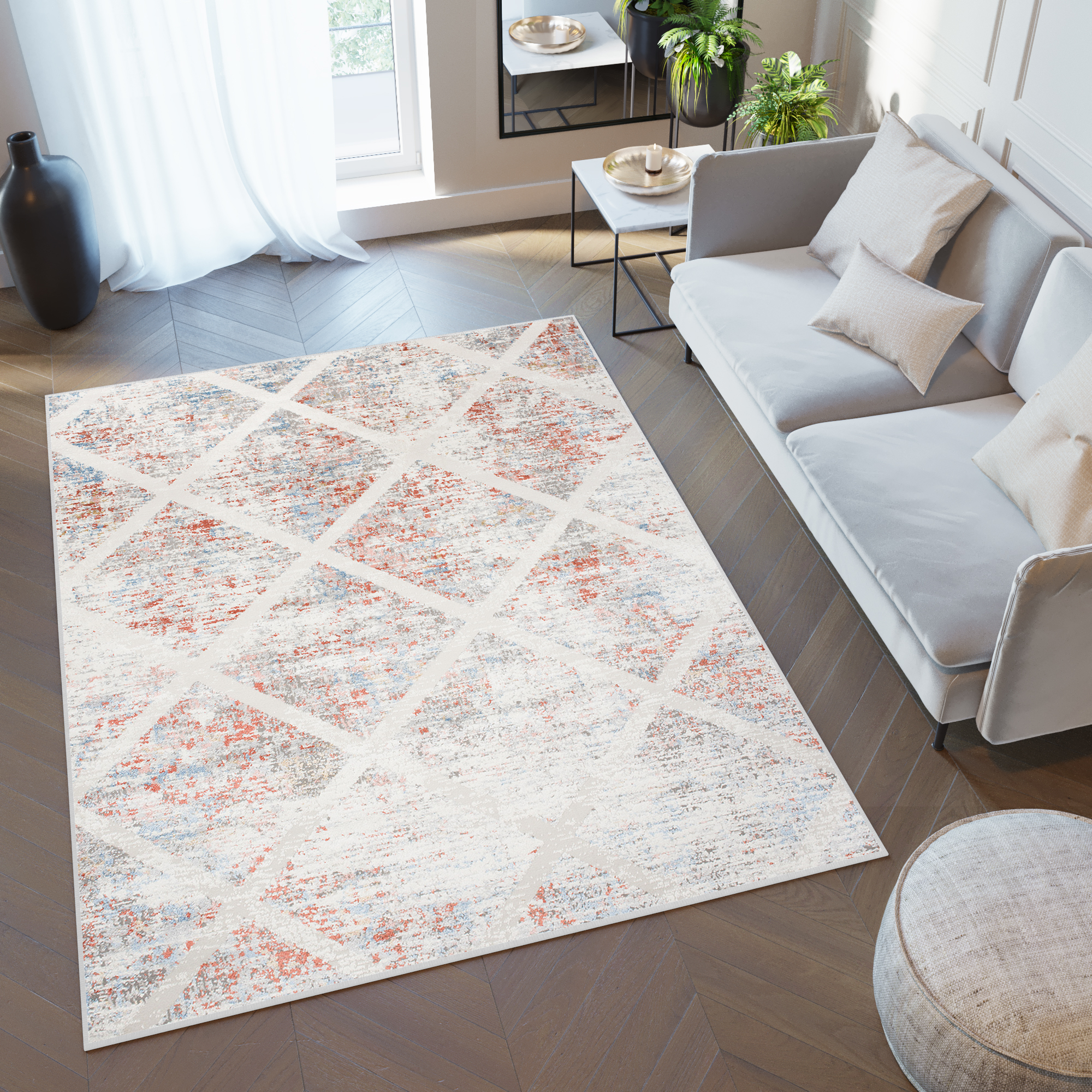 Area Rug Valley White Salmon Modern Geometric Diamond