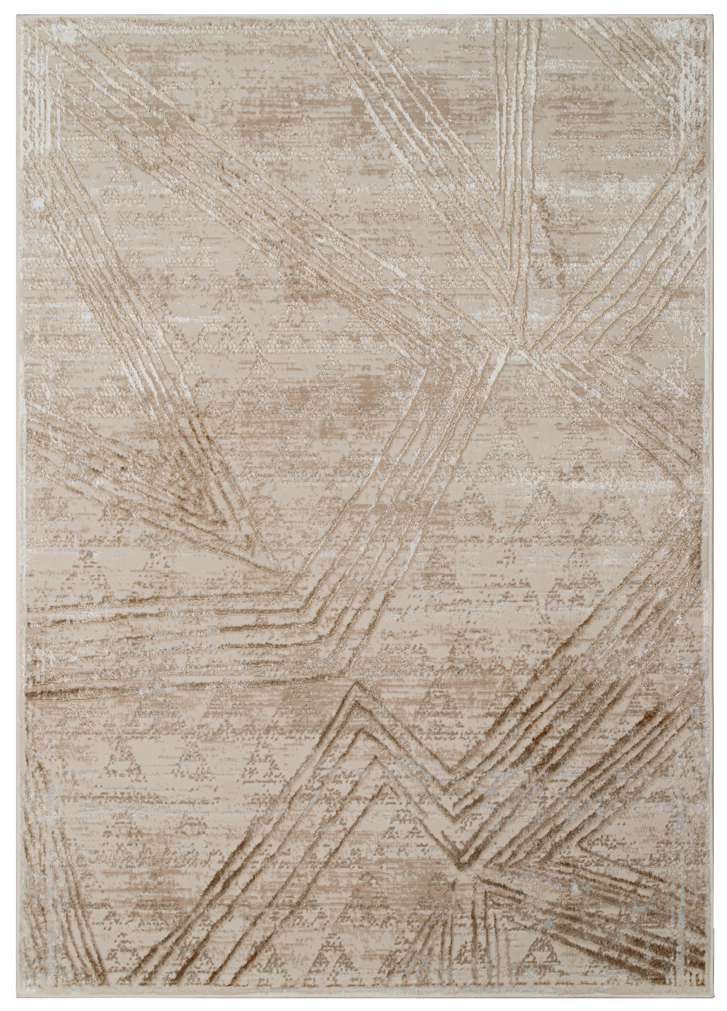 Area Rug Crystal Cream Brown Flecked Lines 3D Effect