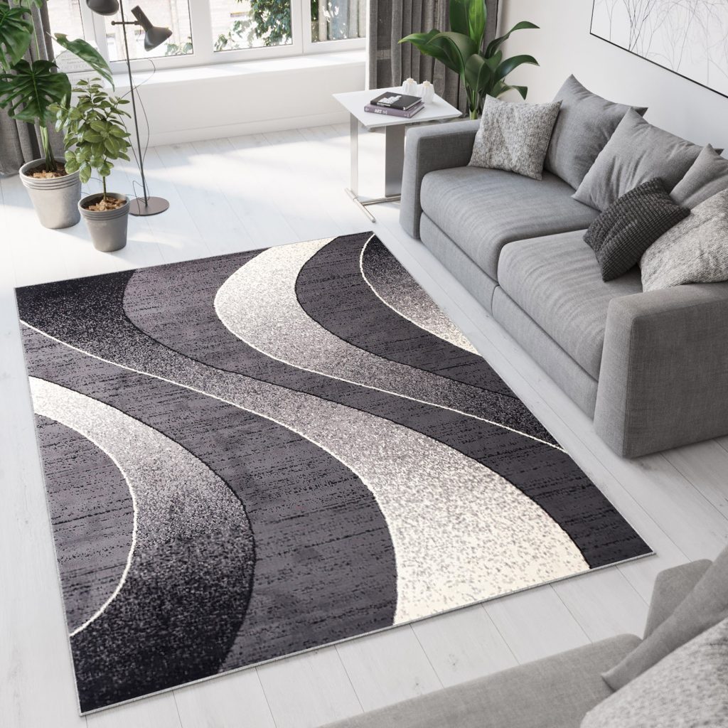 Area Rug Dream Modern Dark Grey Waves