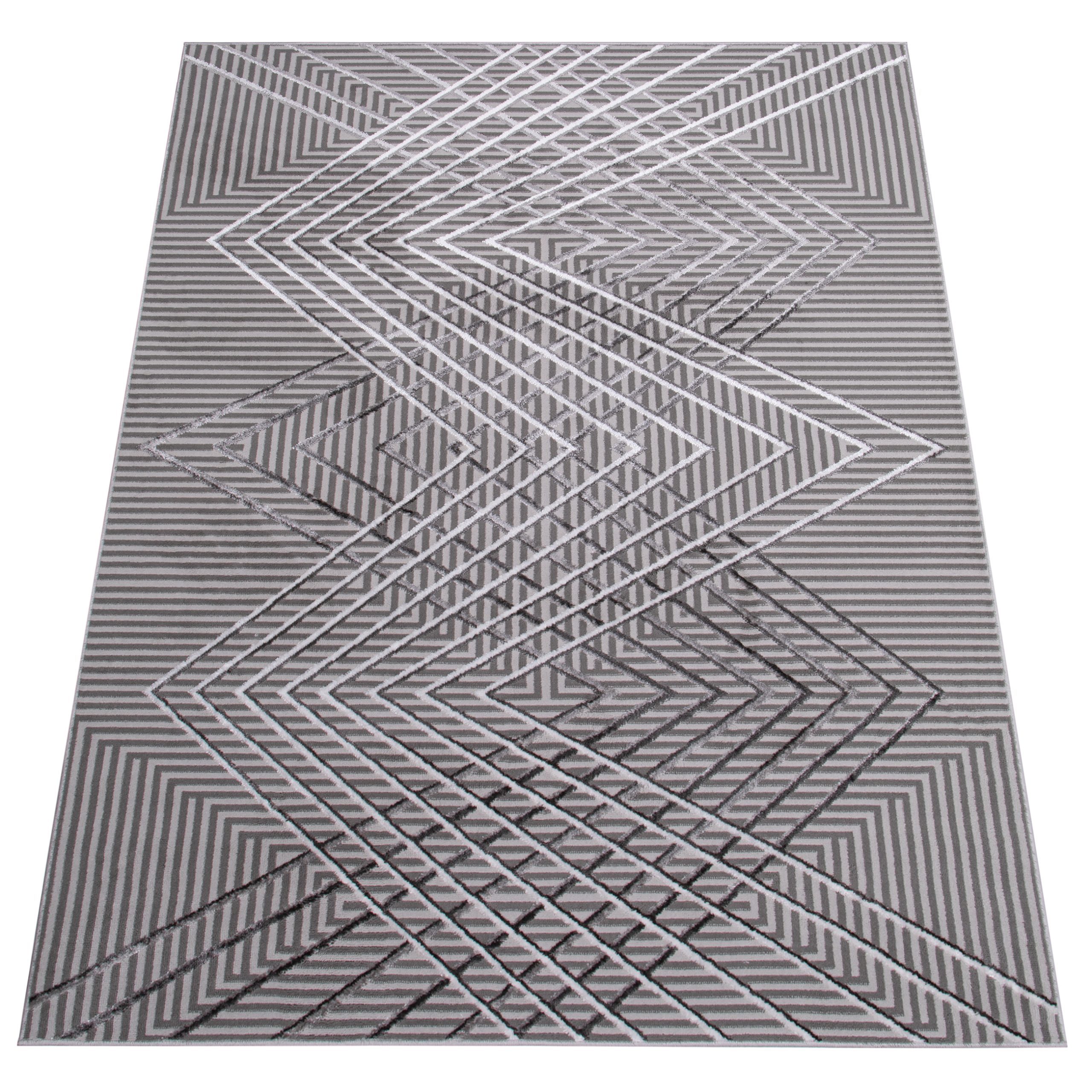 Area Rug Crystal Grey ZigZag Geometric 3D Effect - Image 6