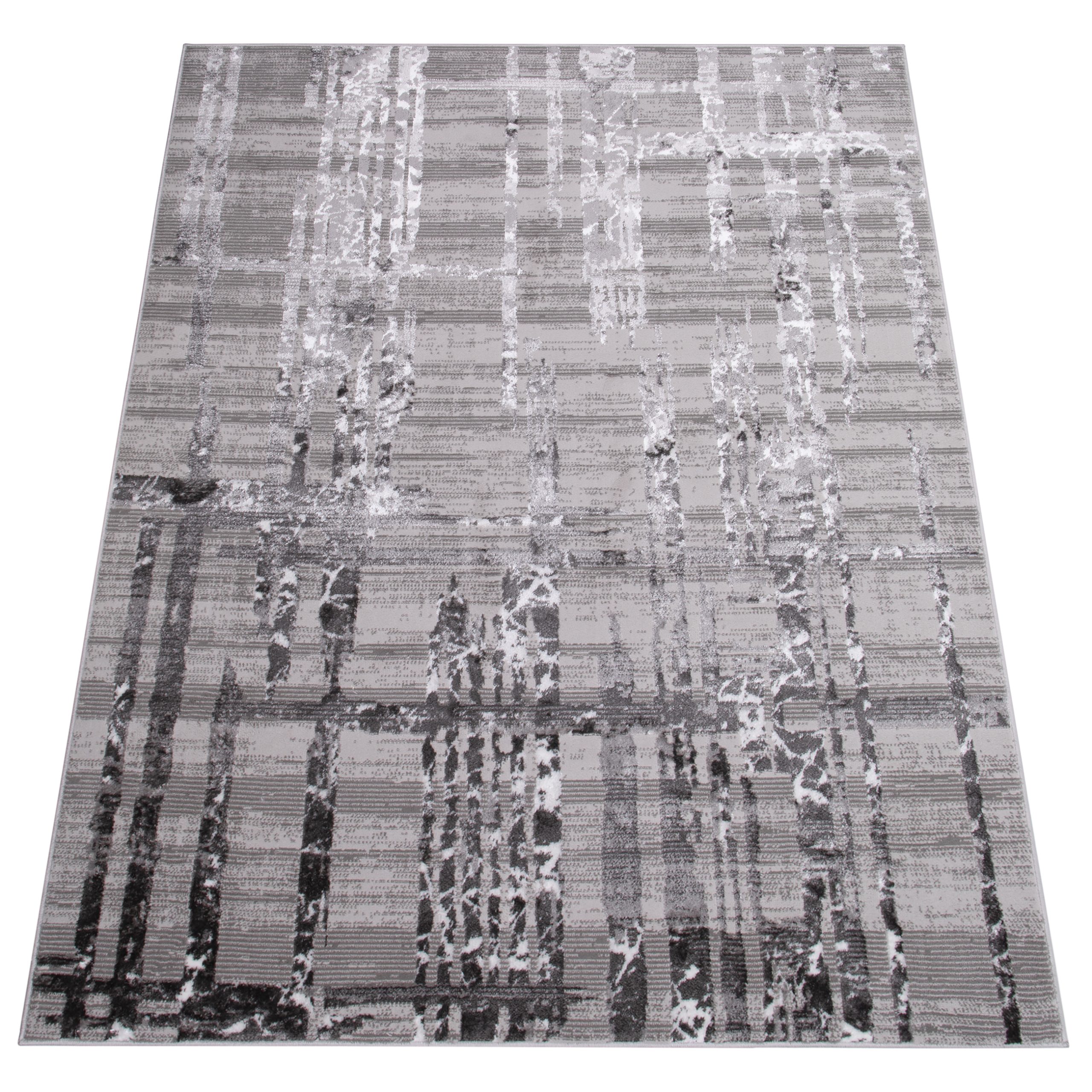 Area Rug Crystal Grey Stripes Abstract 3D Effect