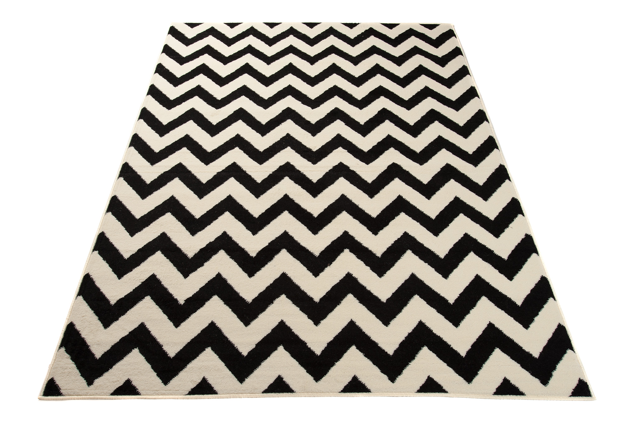Area Rug Dream Geometric ZigZag Black White