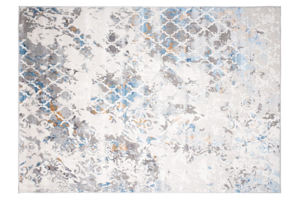 Area Rug Valley Grey White Blue Vintage Flecked Trellis