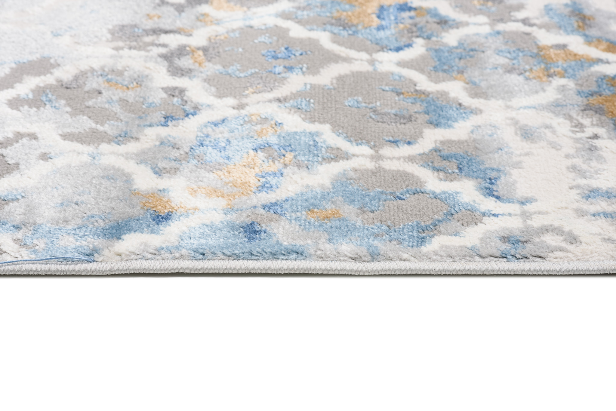 Area Rug Valley Grey White Blue Vintage Flecked Trellis