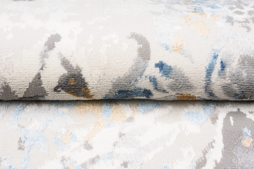 Area Rug Valley Grey White Blue Vintage Flecked Trellis