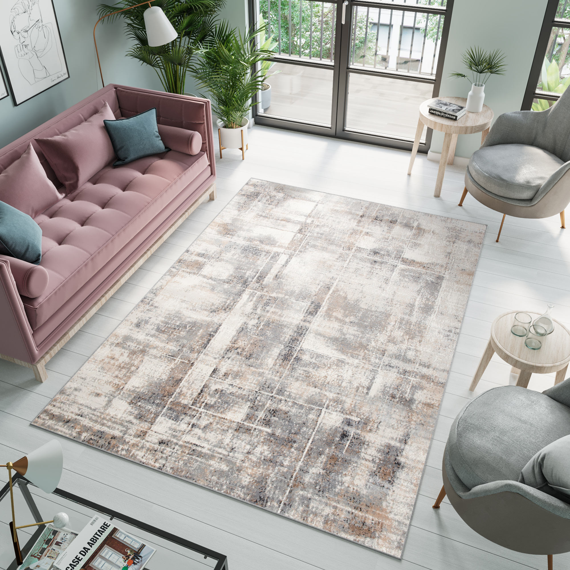 Area Rug Valley Grey Mink Modern Designer Lines