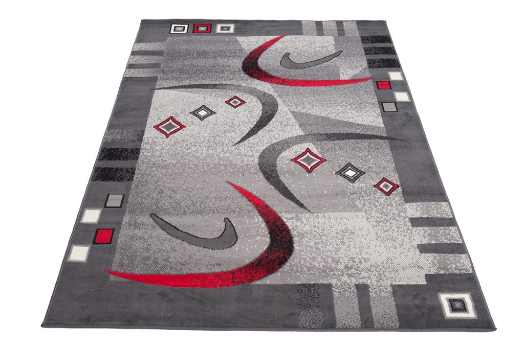 Area Rug Dream Modern Grey Red Crescent