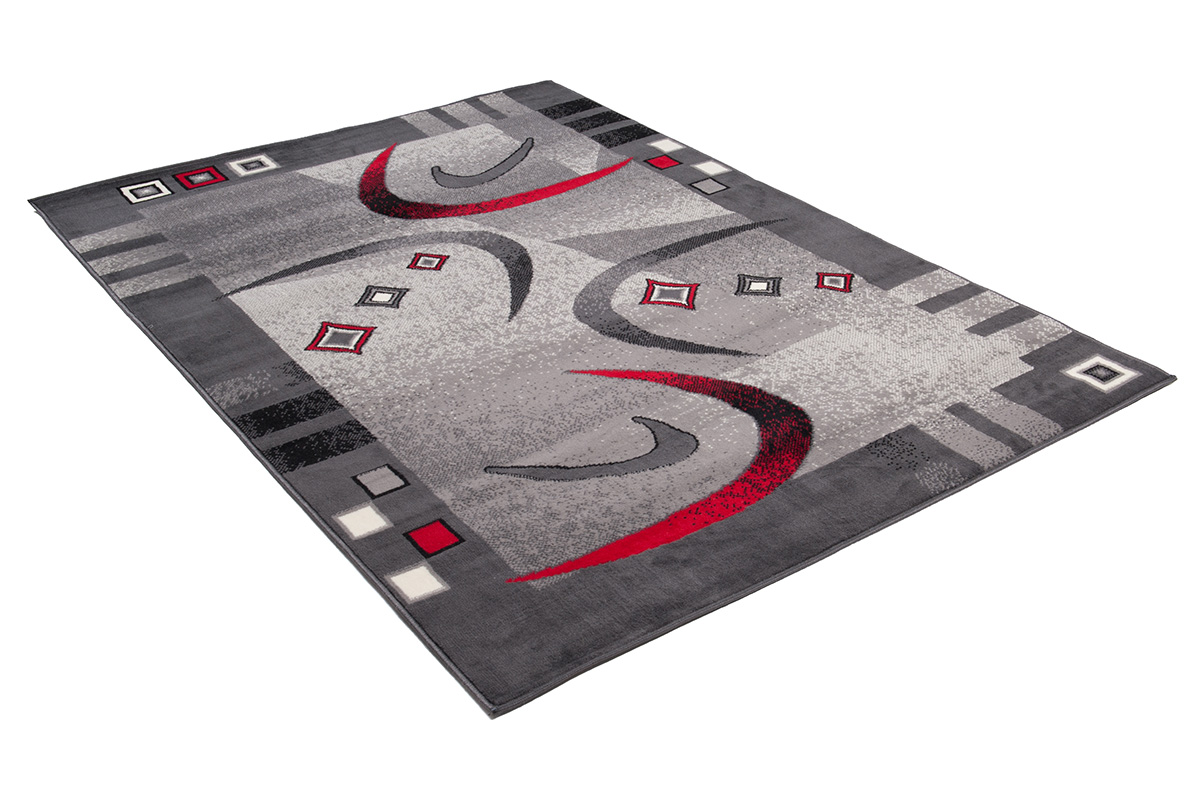 Area Rug Dream Modern Grey Red Crescent