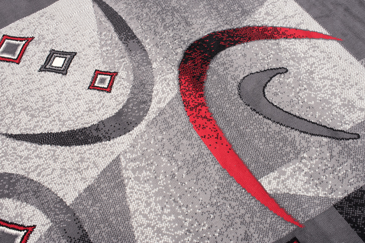 Area Rug Dream Modern Grey Red Crescent