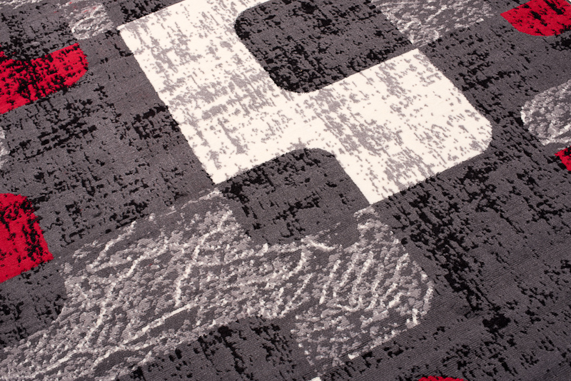 Area Rug Dream Grey White Red Geometric Shapes