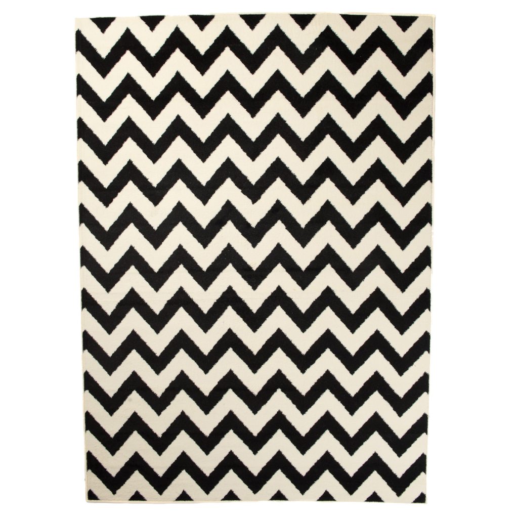 Area Rug Dream Geometric ZigZag Black White