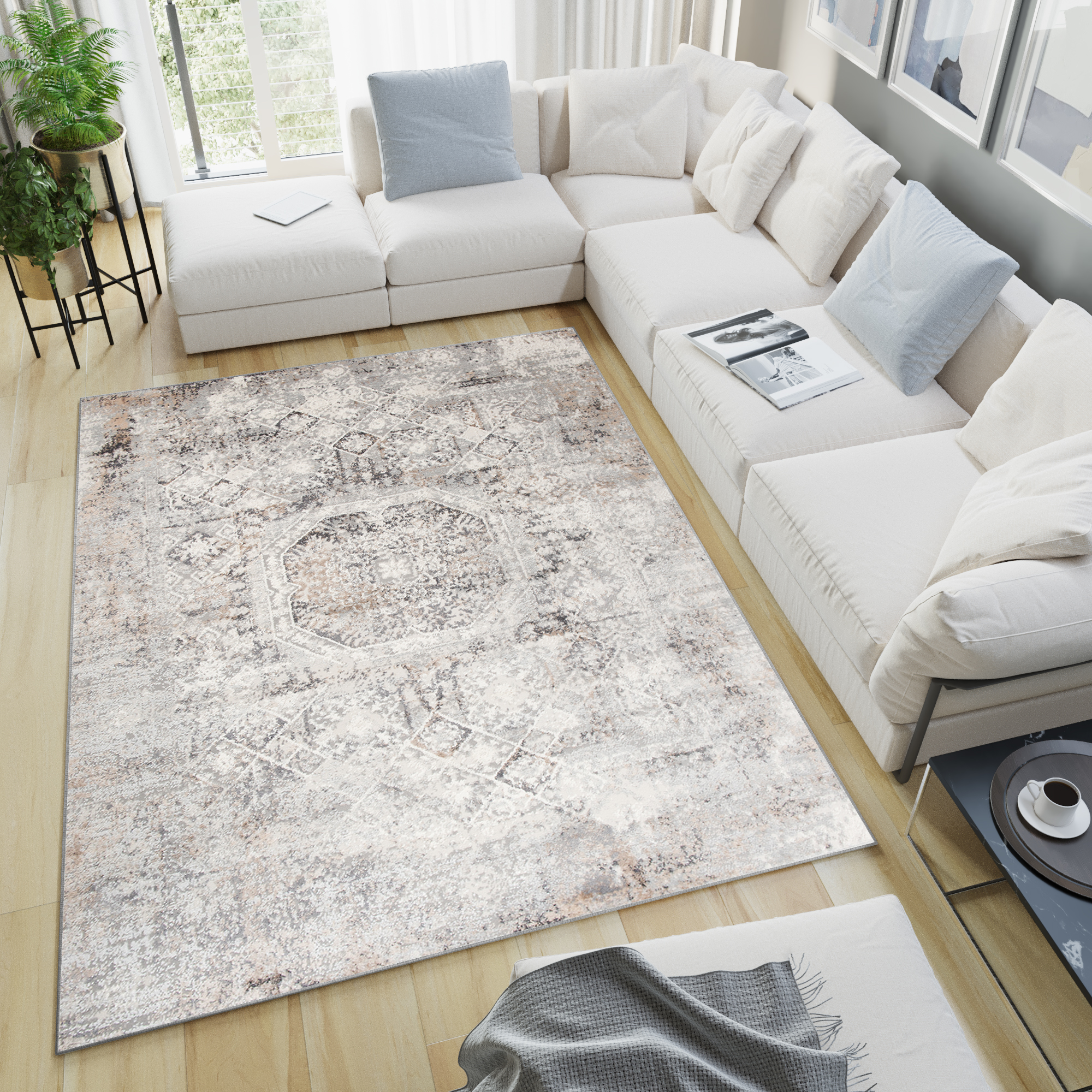 Area Rug Valley Light Grey Mink Vintage Ethno Ornamental