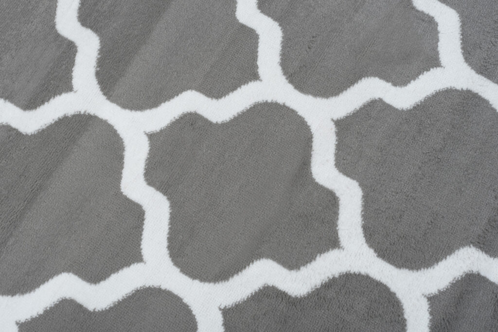 Area Rug Luxury Short Pile Trellis Moroccan Grey White