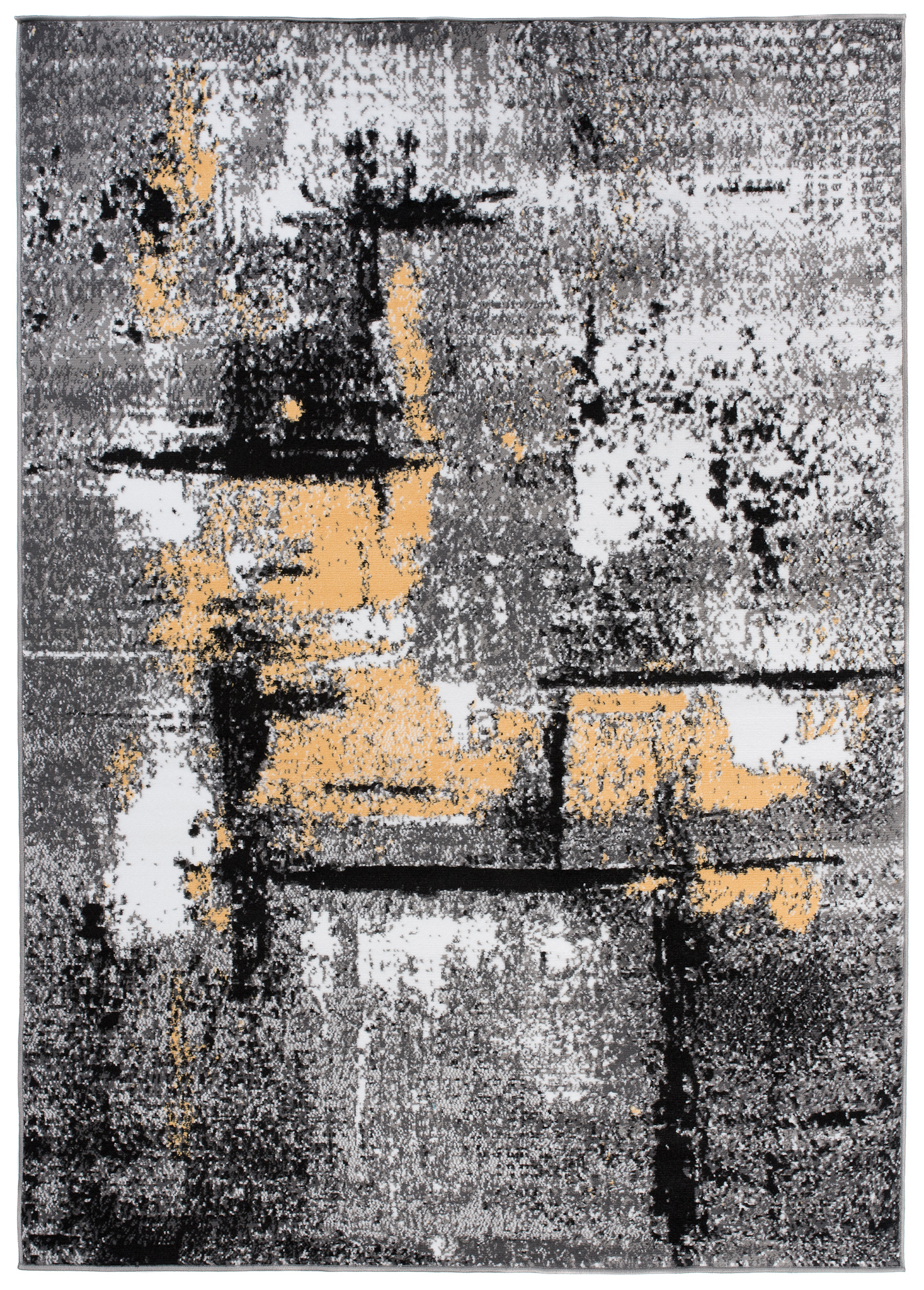 Area Rug Maya Contemporary Flecked Grey Yellow Durable