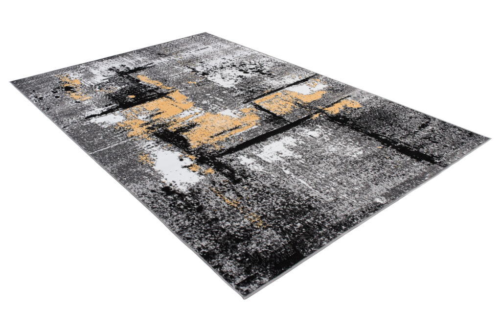 Area Rug Maya Contemporary Flecked Grey Yellow Durable