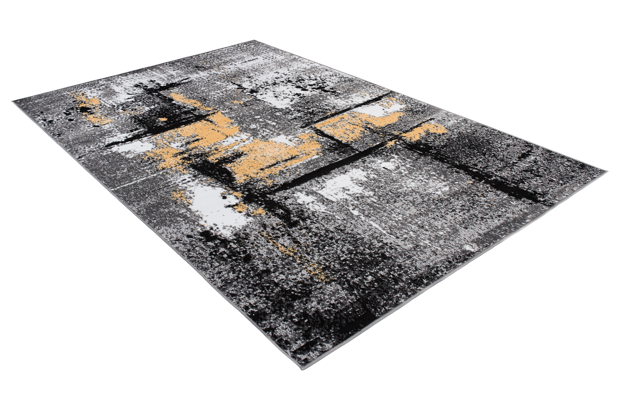 Area Rug Maya Contemporary Flecked Grey Yellow Durable