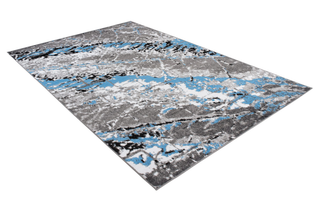 Area Rug Maya Grey Blue Abstract Durable Carpet