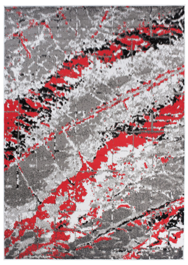 Area Rug Maya Grey Red Abstract Durable Carpet
