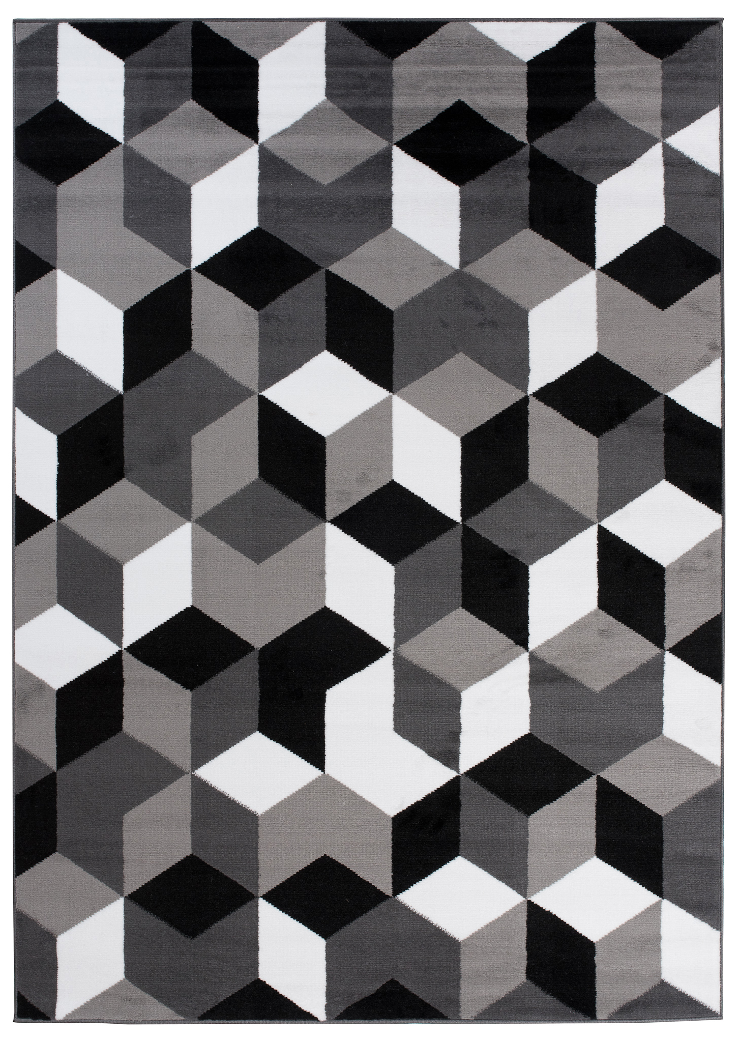Area Rug Maya Geometric Black Grey White Durable Carpet