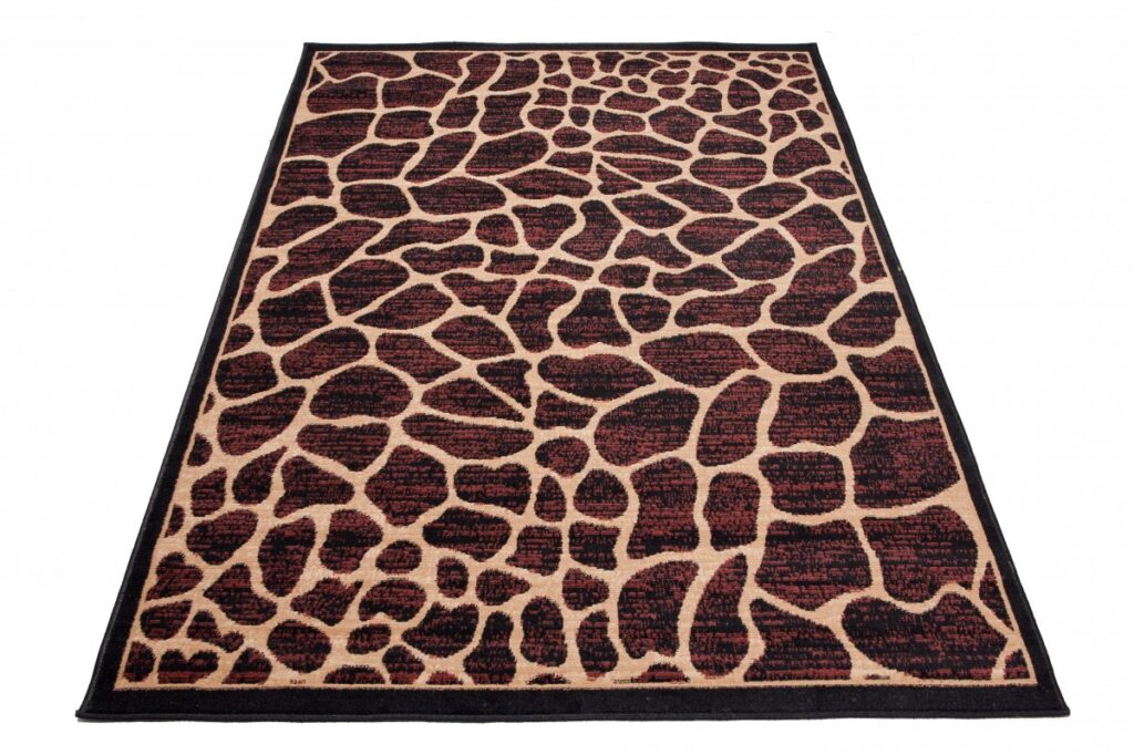 Area Rug Atlas Short Pile Safari Giraffe Brown Black