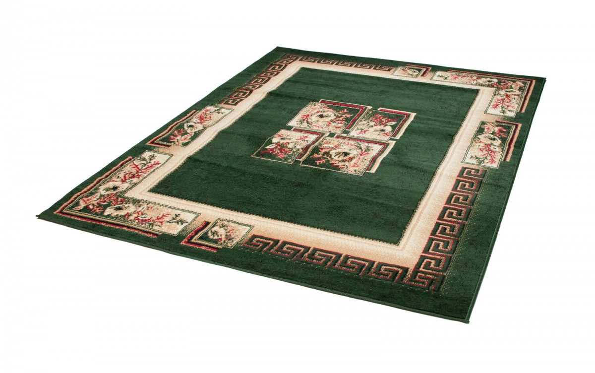Area Rug Atlas Traditional Classic Greek Floral Green Beige