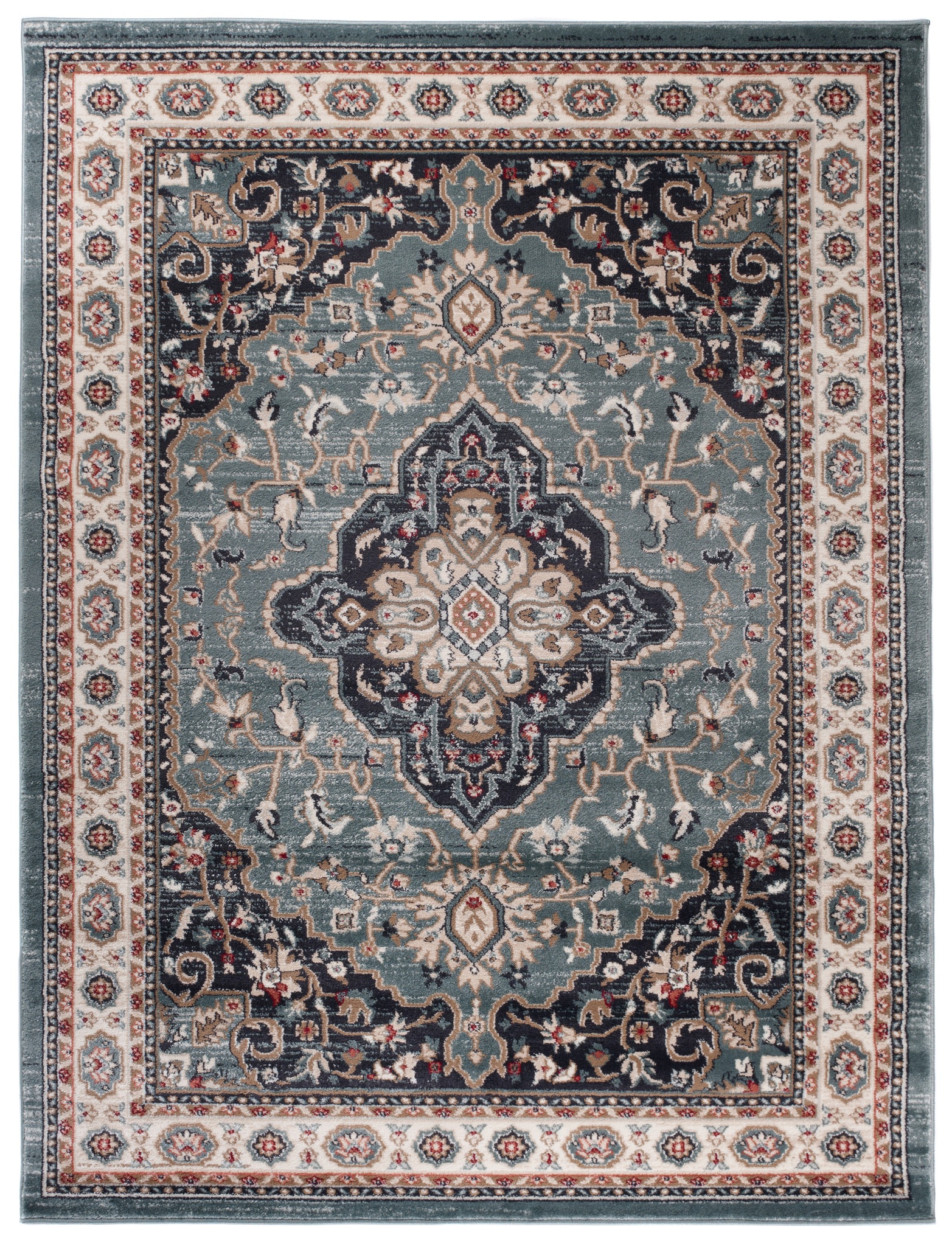 Area Rug Colorado Traditional Blue Cream Ornaments