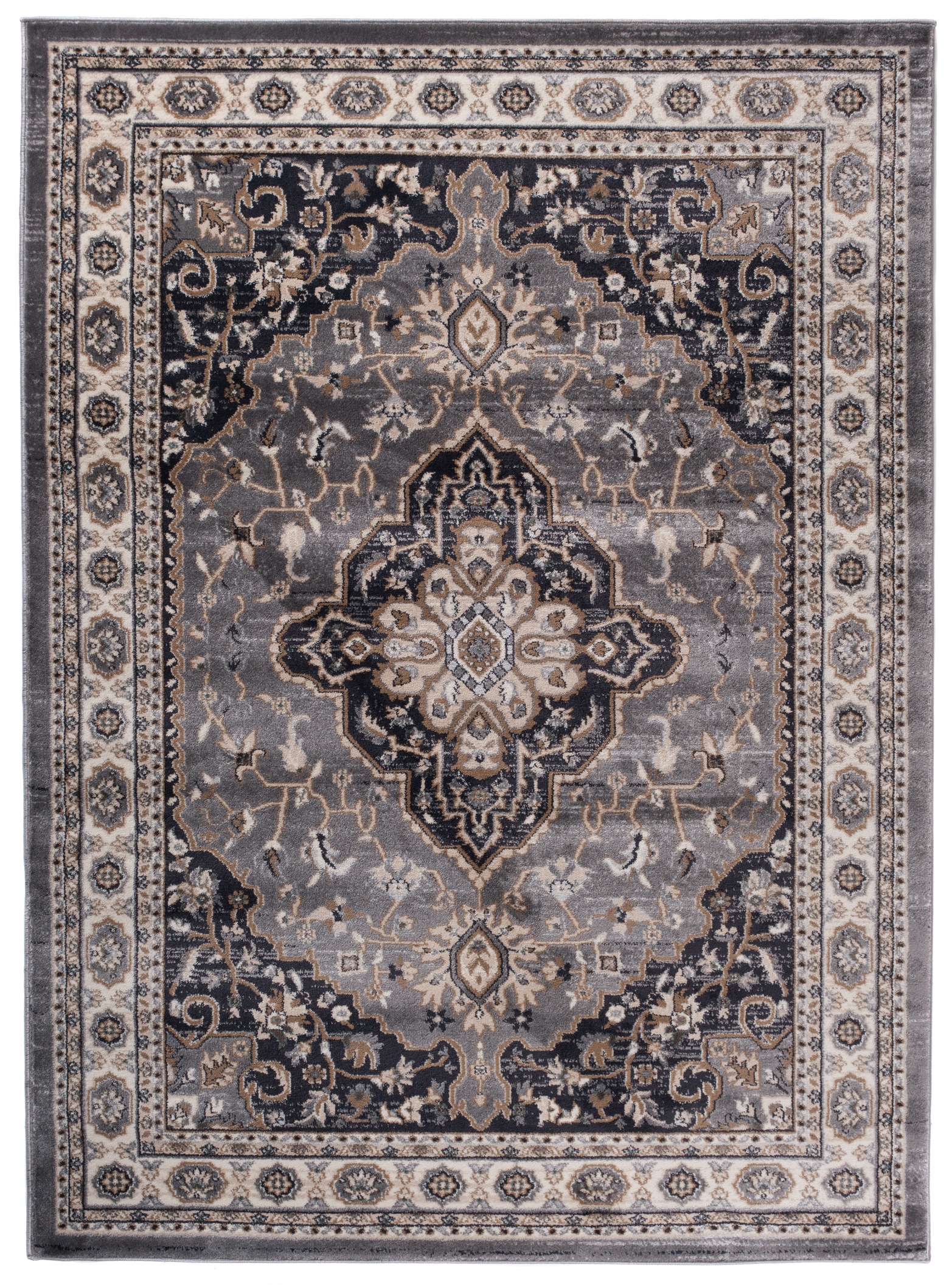 Area Rug Colorado Traditional Grey Cream Ornaments