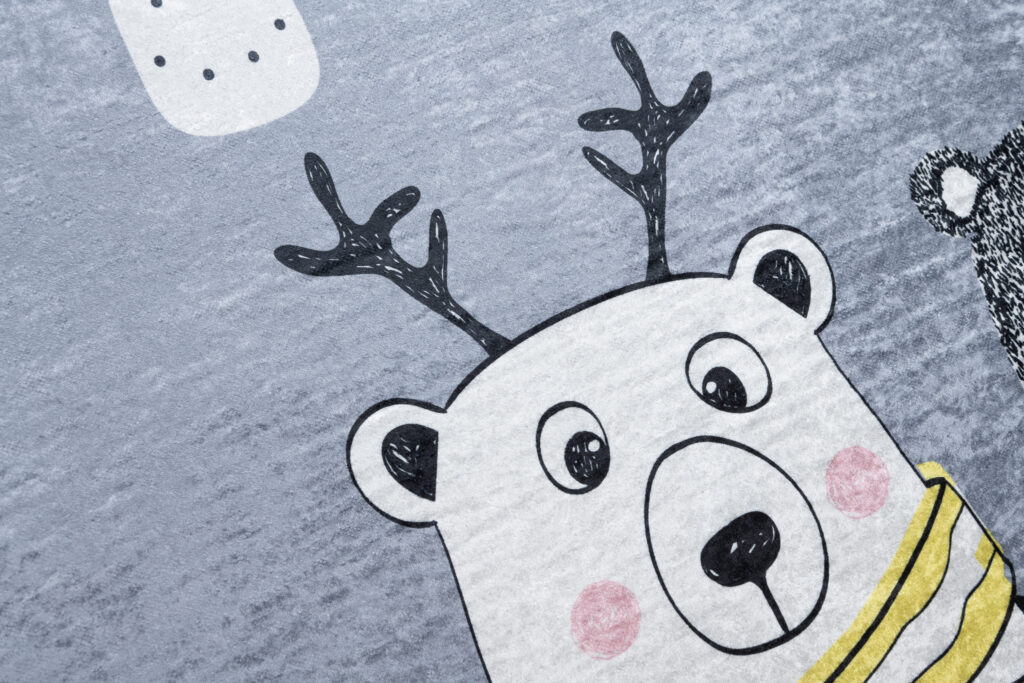 Area Rug Emma Children Grey Bears Street Anti-Slip