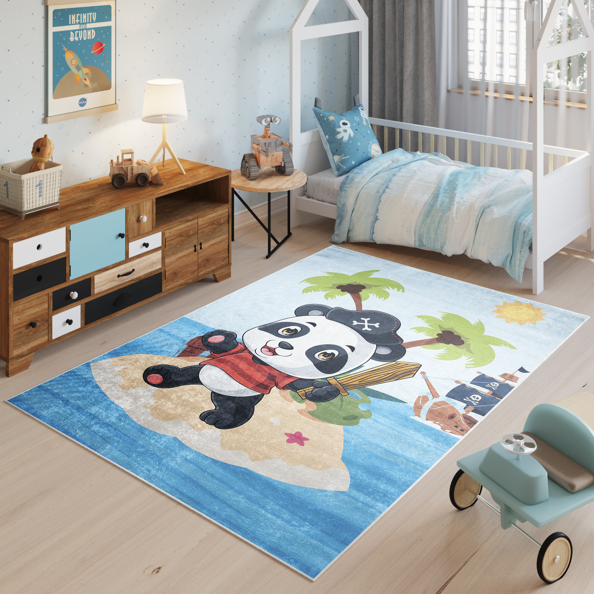 Area Rug Emma Anti-Slip Washable Panda Pirate