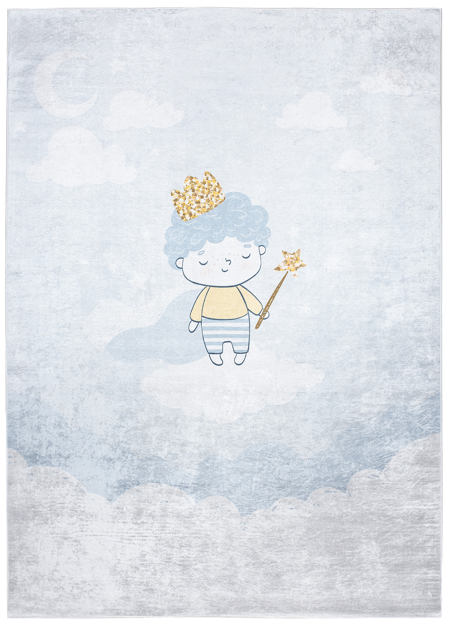 Area Rug Emma Children Blue Grey Prince Anti-Slip