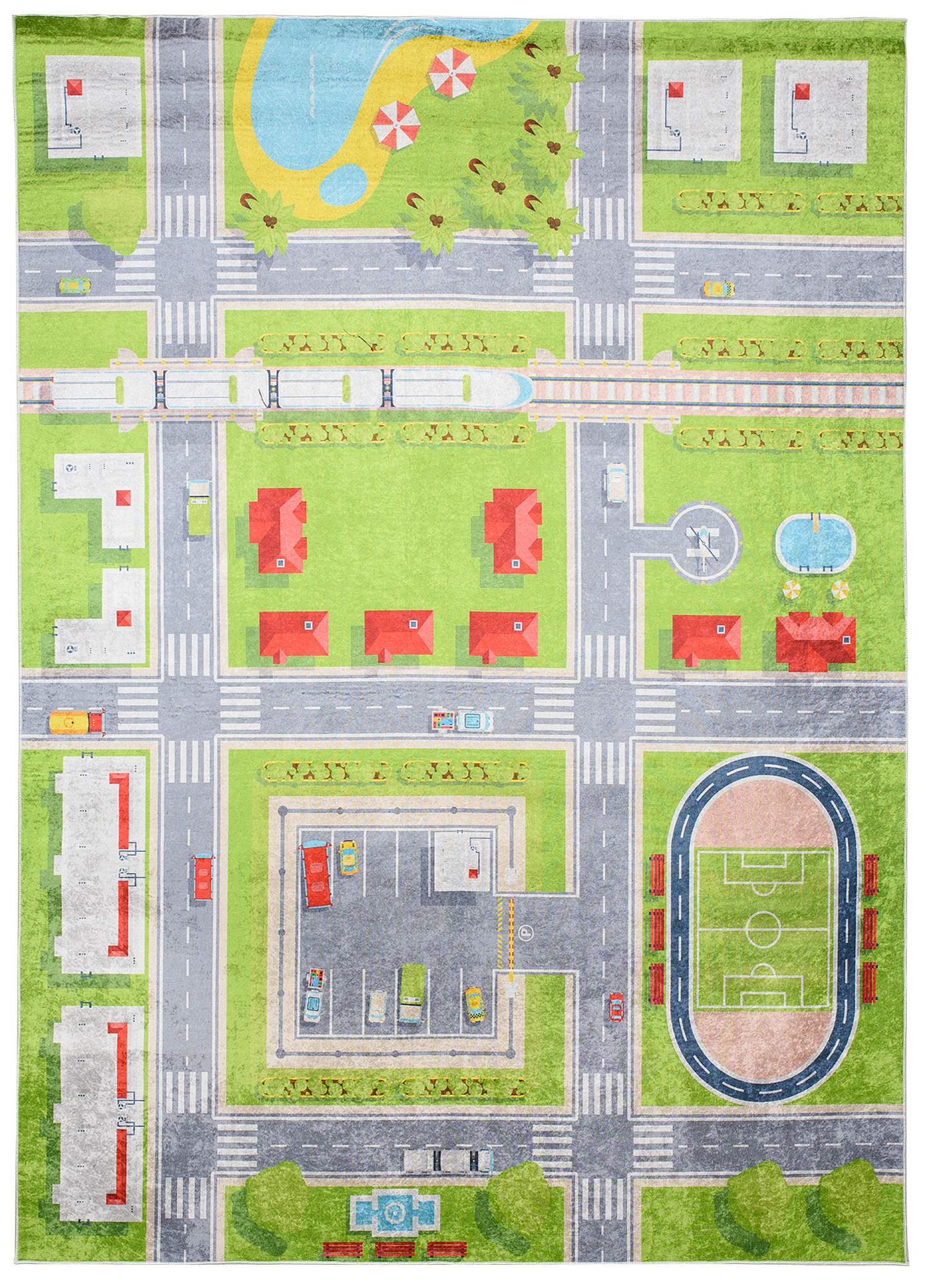 Area Rug Emma Children Green City Anti-Slip