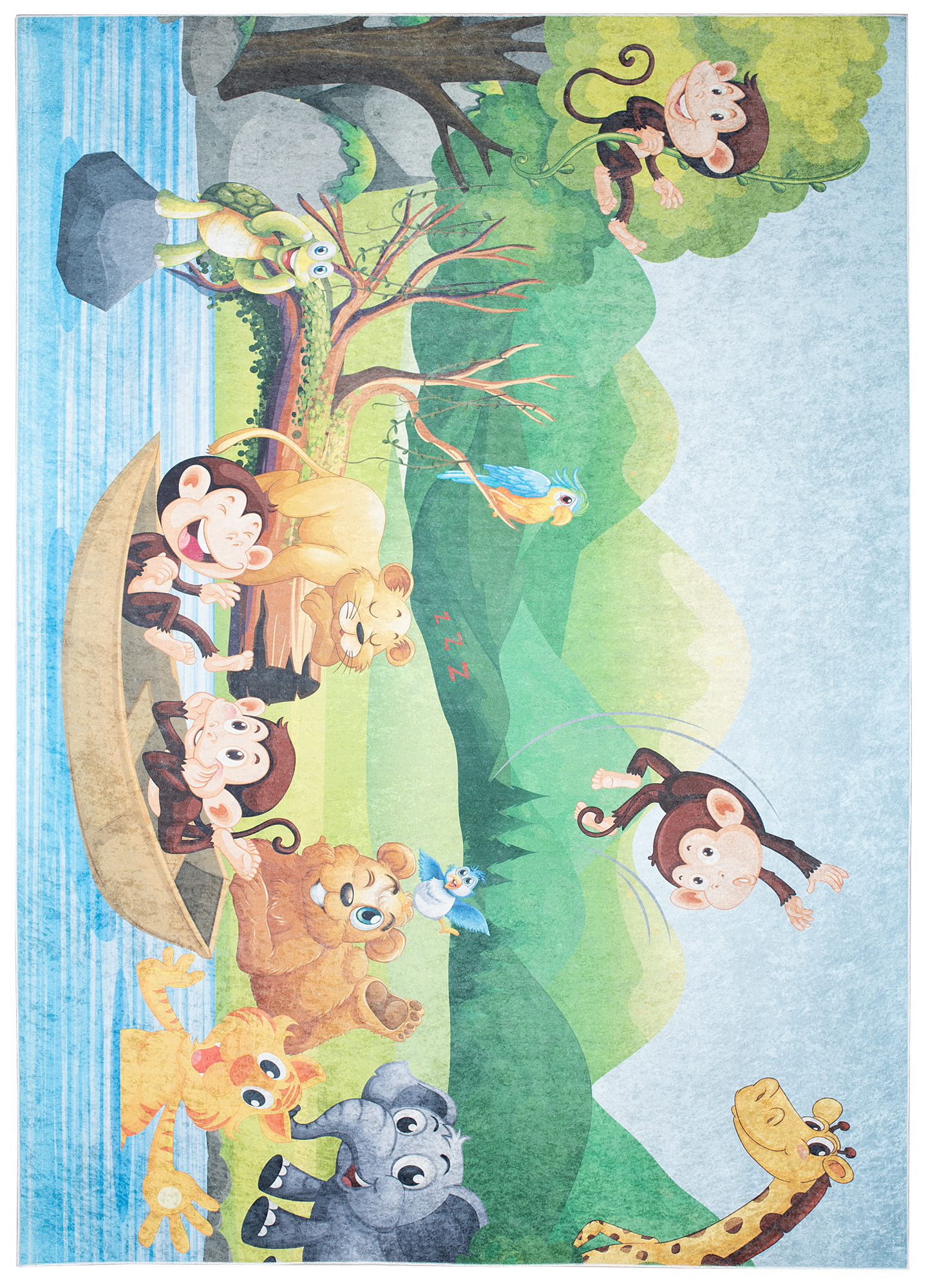 Area Rug Emma Anti-Slip Washable Safari River