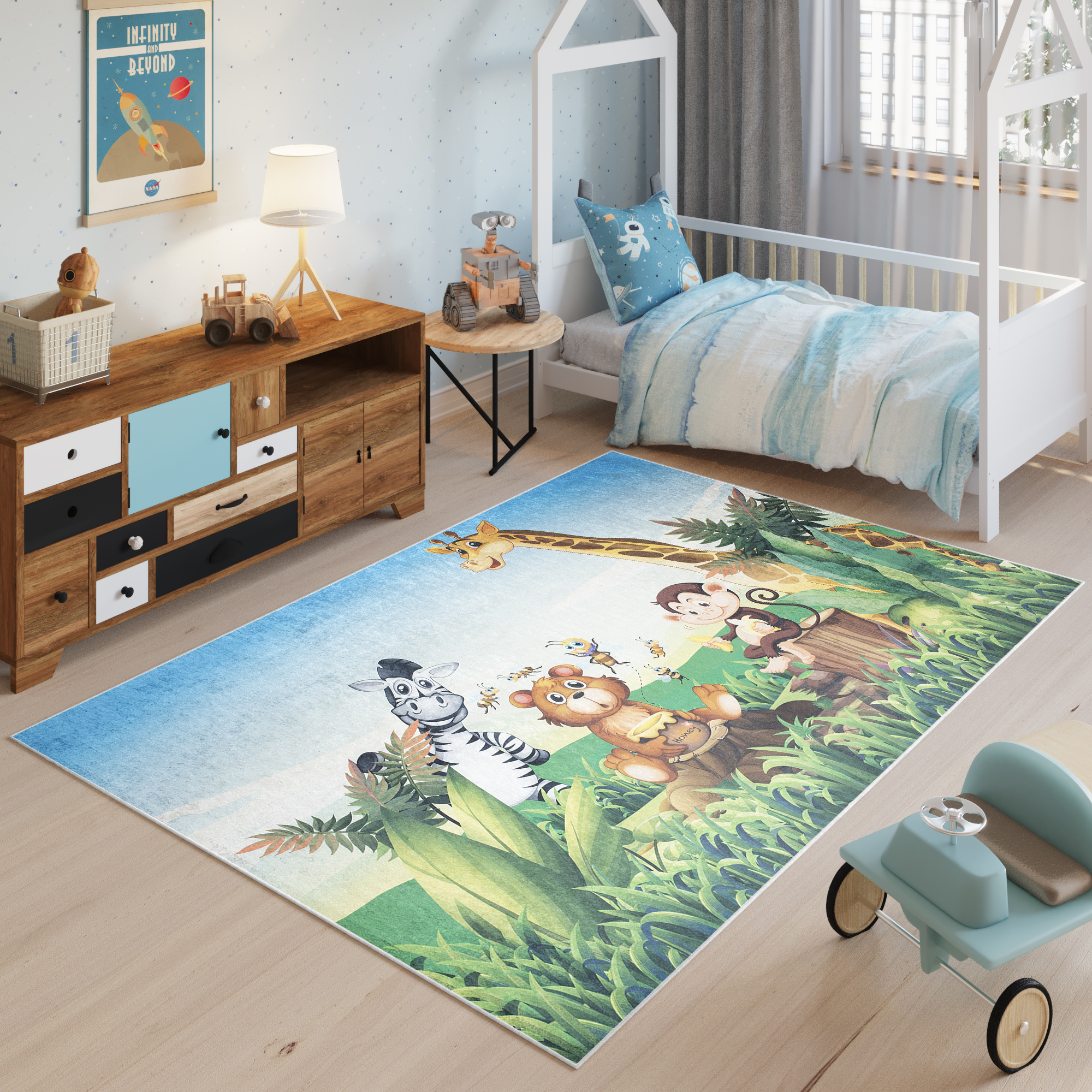 Area Rug Emma Anti-Slip Washable Safari Grass