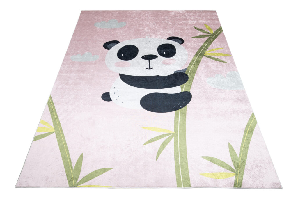 Area Rug Emma Anti-Slip Washable Pink Panda Bamboo
