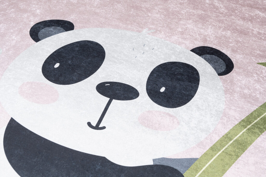 Area Rug Emma Anti-Slip Washable Pink Panda Bamboo