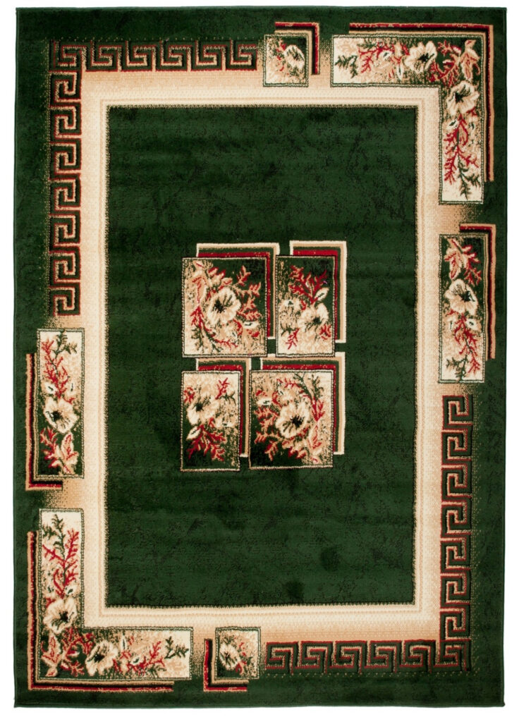 Area Rug Atlas Traditional Classic Greek Floral Green Beige