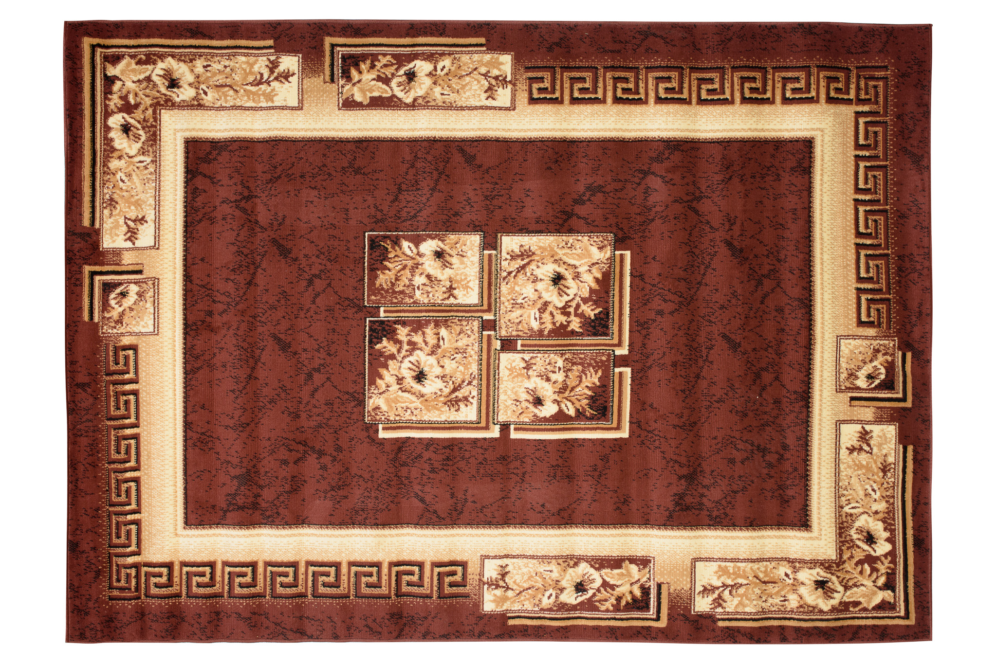 Area Rug Atlas Traditional Classic Greek Floral Brown Beige - Image 10