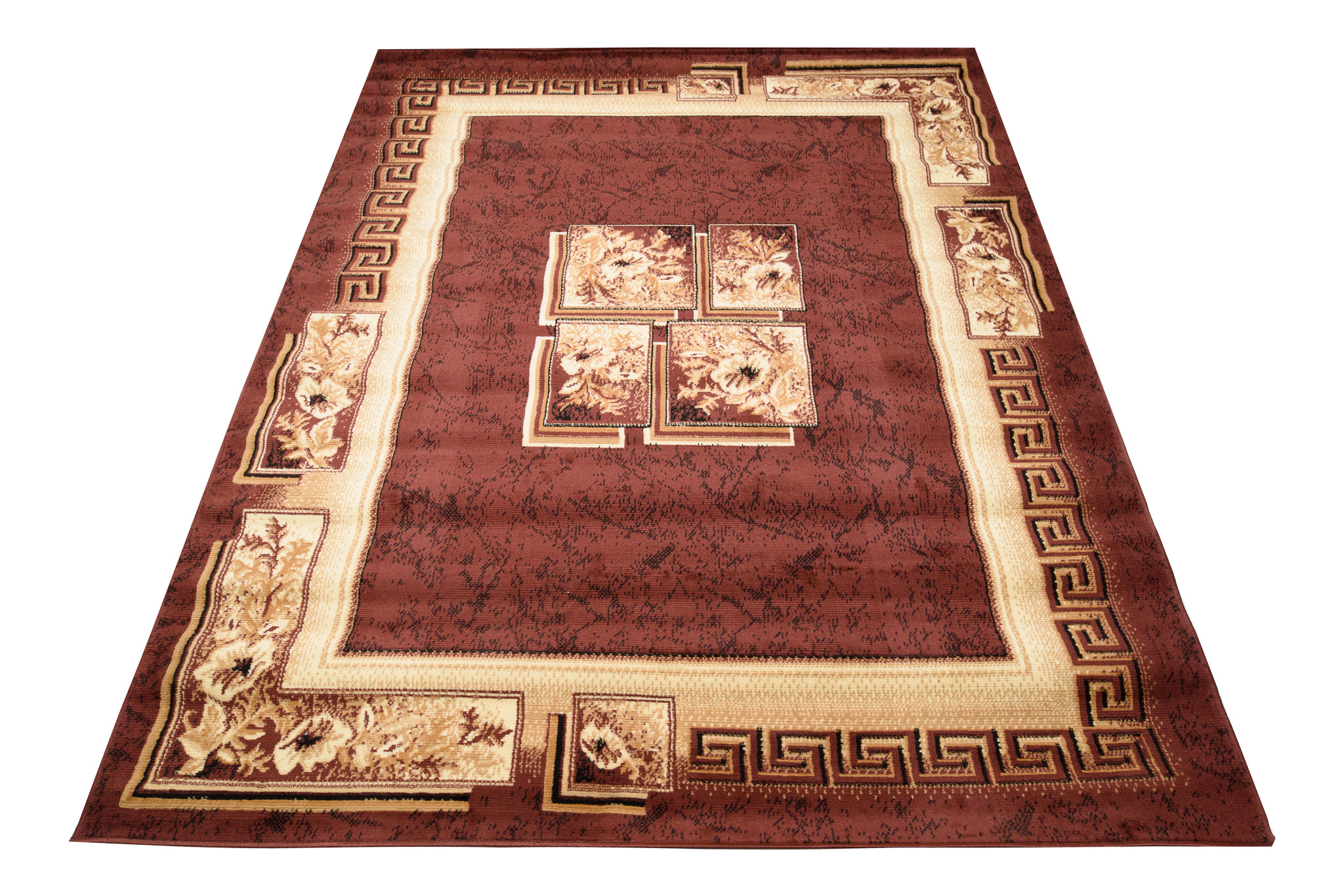 Area Rug Atlas Traditional Classic Greek Floral Brown Beige - Image 8