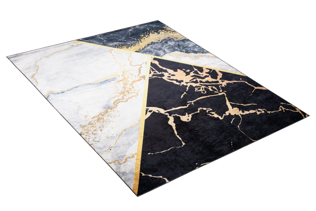 Area Rug Toscana Black Grey Gold Marble
